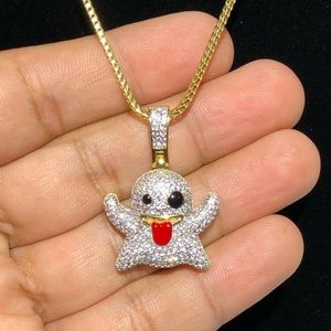 925 Sterling Silver SNAPCHAT EMOJI GHOST NECKLACE